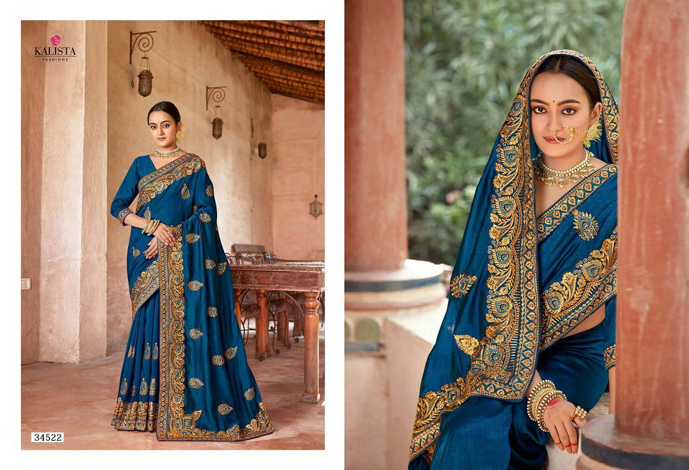 Kalista Bahurani Heavy Wedding Wear Vichitra Silk Designer Saree Collection